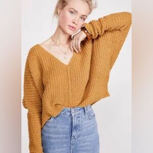 EUC free people moonbeam v-neck sweater
